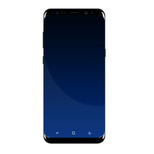 A blue samsung galaxy s 8 phone with no home screen.