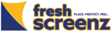 A blue and yellow logo for fresh screen with transparent background